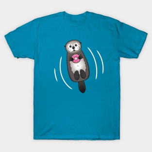 Otter with Donut - Cute Otter Holding Doughnut with Little Paws T-Shirt